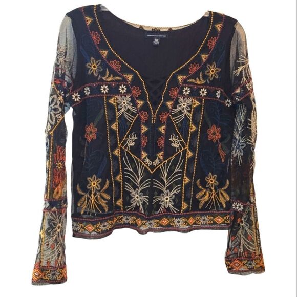 American Eagle Sheer Embroderied Boho Blouse - Picture 2 of 12
